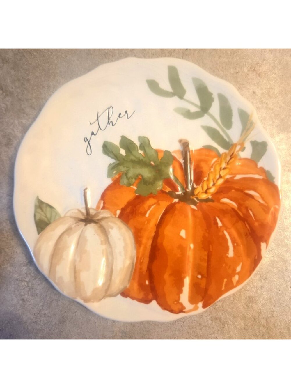 Mud Pie Pumpkin Salad Plate GATHER Watercolor Fall Collection Thanksgiving